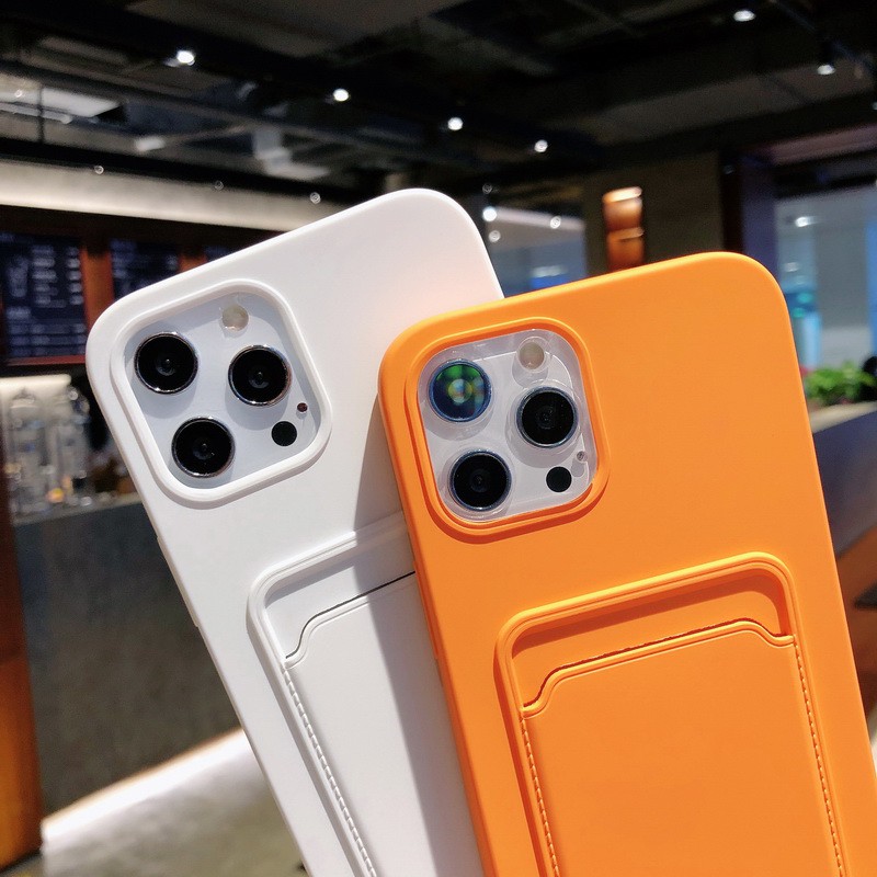 Ốp Điện Thoại Silicone Mềm Chống Sốc Có Ngăn Đựng Thẻ Cho iPhone 14 13 12 11 Pro Max X XR XS Max