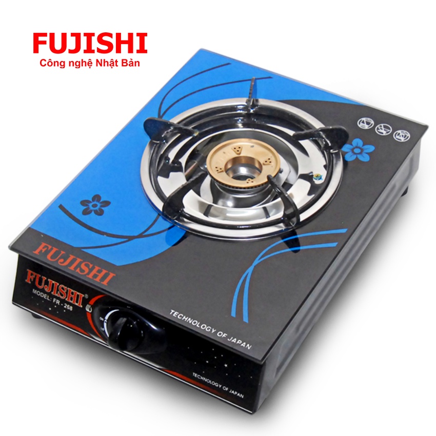 Bếp gas đơn chén đồng Fujishi FR-268D Sài Bình Gas Lớn  - [ HỎA TỐC ] - Bảo hành chính hãng 01 Năm - Kính đen XANH