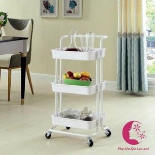 Xe đẩy 3 tầng spa bằng nhựa abs siêu bền có bánh xe đa năng, kệ để đồ trang điểm
