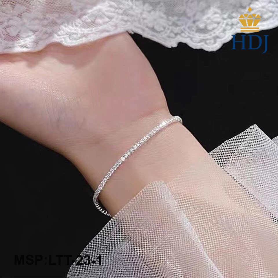 Lắc tay bạc nữ full đá nhỏ siêu đẹp sang trọng trang sức HDJ mã LTT-23-1