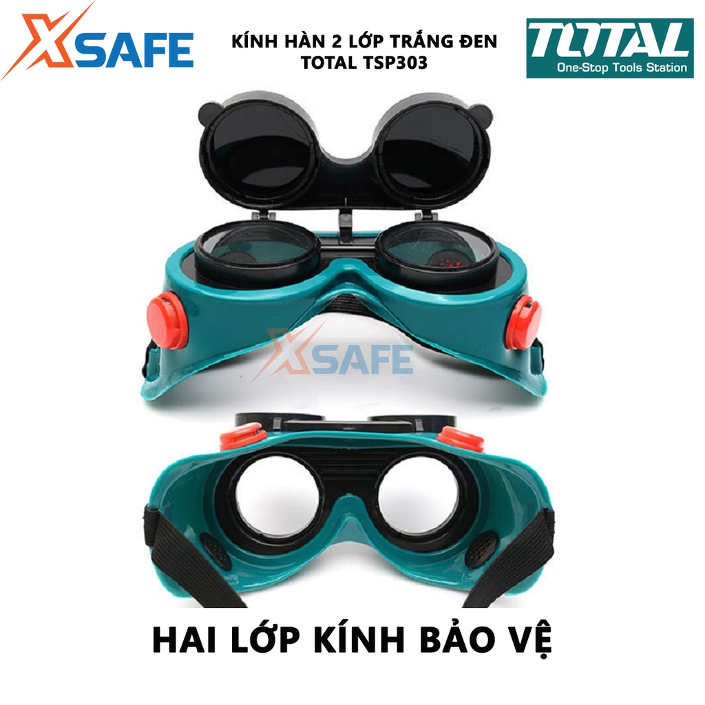 Kính hàn 2 lớp Total TSP303 | mặt nạ hàn điện, hồ quang, cắt kim loại, bền chắc chịu nhiệt cao, 2 tròng [CHÍNH HÃNG]