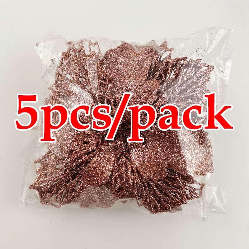 Set 5 hoa giả 15cm trang trí Giáng sinh đẹp mắt