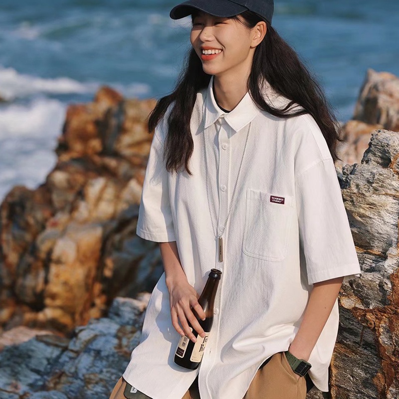 Áo Sơ Mi Dáng Rộng Tay Ngắn Phong Cách Thời Trang Retro Nhật Bản Có Size M-2xl Dành Cho Nam Và Nữ