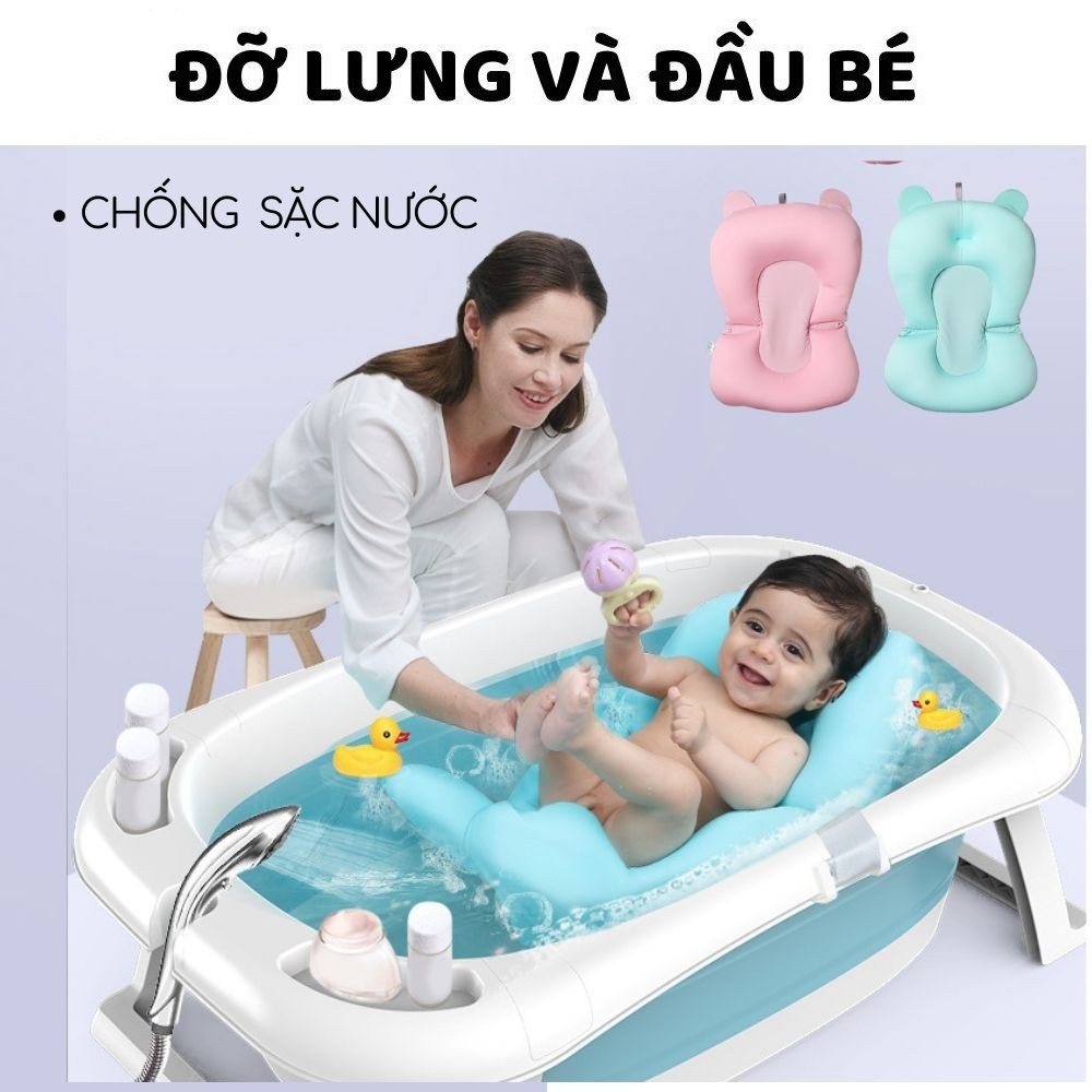 Lưới tắm cho bé phao nằm tắm cho trẻ sơ sinh xốp lưới vải chống trơn trượt đặt vào chậu tắm đỡ lưng đầu an toàn