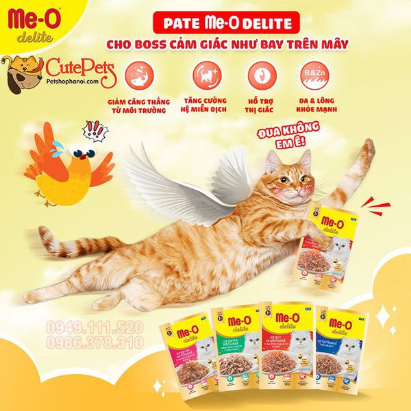 Pate cho mèo dạng Sốt Me-O Delite 70g Thức ăn ướt cho mèo lớn - CutePets