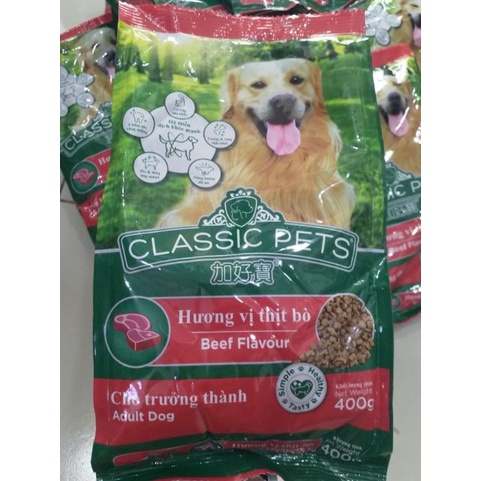 5 Gói Thức ăn hạt cho Chó trưởng thành CLASSIC PETS Gói 400g Vị thịt bò Bổ sung dinh dưỡng cho tất cả các giống Chó