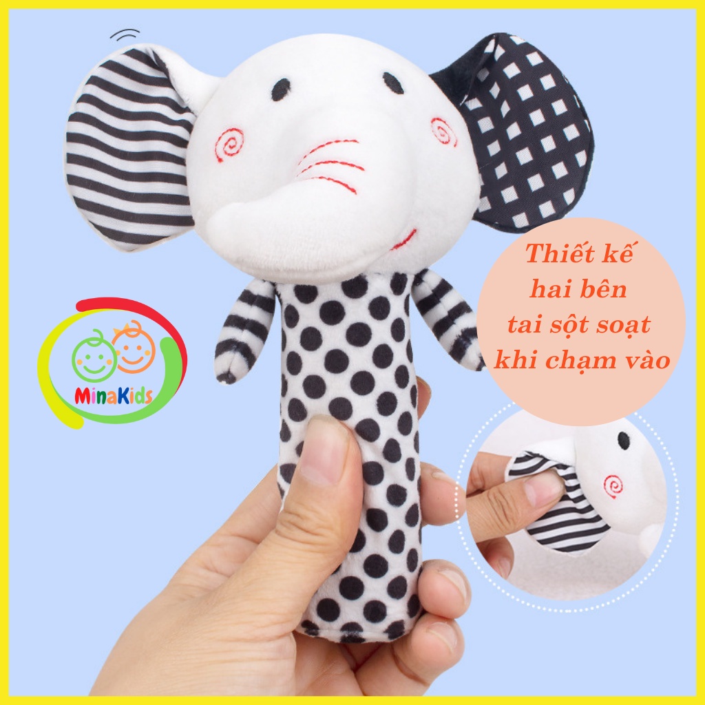 Thú Bông Cầm Tay Cho Trẻ Sơ Sinh Xúc Xắc Bông Đồ Chơi Chút Chít Lục Lạc Tập Cầm Nắm Cho Bé TCT17