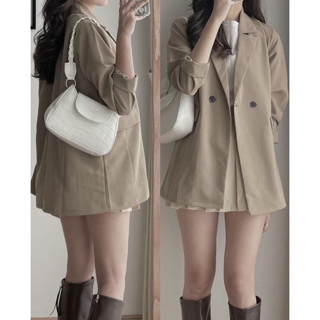 Áo Khoác Blazer Nữ 2 Lớp Tay Dài Cổ Bẻ HIMI FASHION mã H26