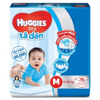 Bỉm huggies tã dán size m , 76 miếng