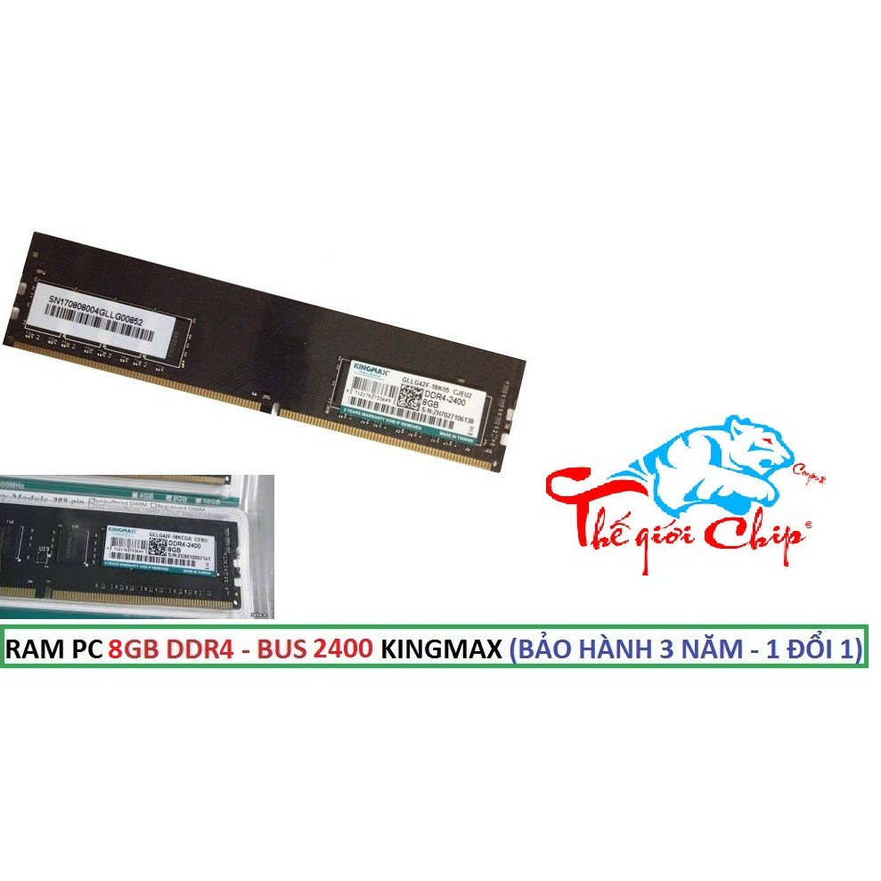 RAM PC 8GB DDR4 - BUS 2400 KINGMAX (BẢO HÀNH 3 NĂM - 1 ĐỔI 1)