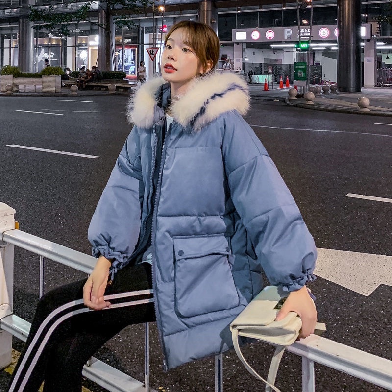 Áo phao form rộng mũ lông