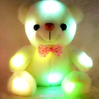 Birthday Wedding Decoration Plush Stuffed Bowknot Cute Toys Colorful LED Cartoon Bear Doll
