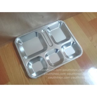 |Giá tốt hôm nay| Khay cơm inox 6 ngăn ép mép