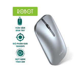 Chuột Không Dây Tĩnh Âm ROBOT M510 - Thiết Kế Hiện Đại Bề Mặt Phủ Kim Loại - Độ Phân Giải 1600 DPi - Bảo Hành 12 Tháng