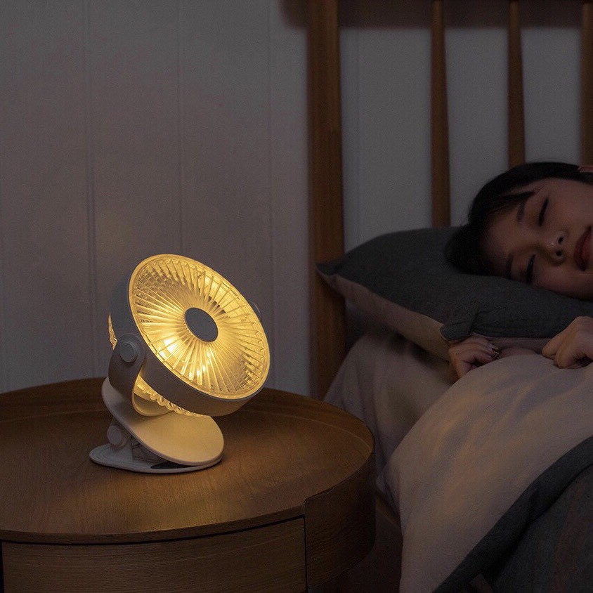 Quạt mini để bàn kiêm đèn ngủ xoay 360 độ