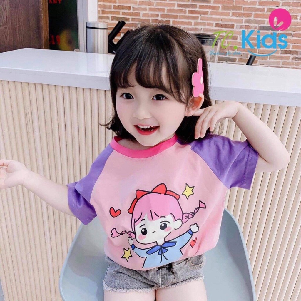 Lyvyshop - (Cotton SG chính phẩm) Áo thun phối tay bé gái siêu dễ thương từ 09-28kg