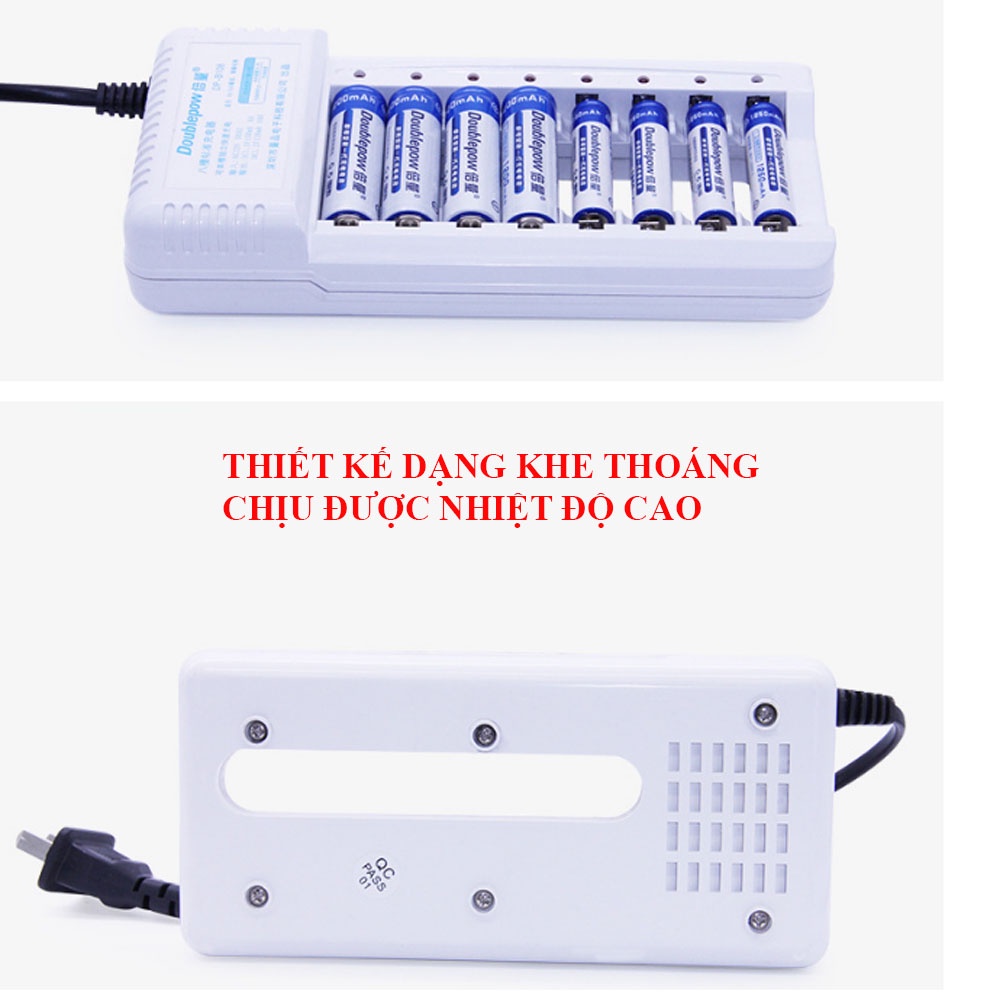 Bộ sạc pin tiểu AA AAA 8 cổng Doublepow DP-B108 - Sạc pin tiểu đa năng Nimh Nicd tiêu chuẩn