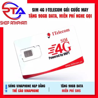 SIM 4G I TELECOM V77 CÓ 90GB/THÁNG+MIỄN PHÍ GỌI VINA