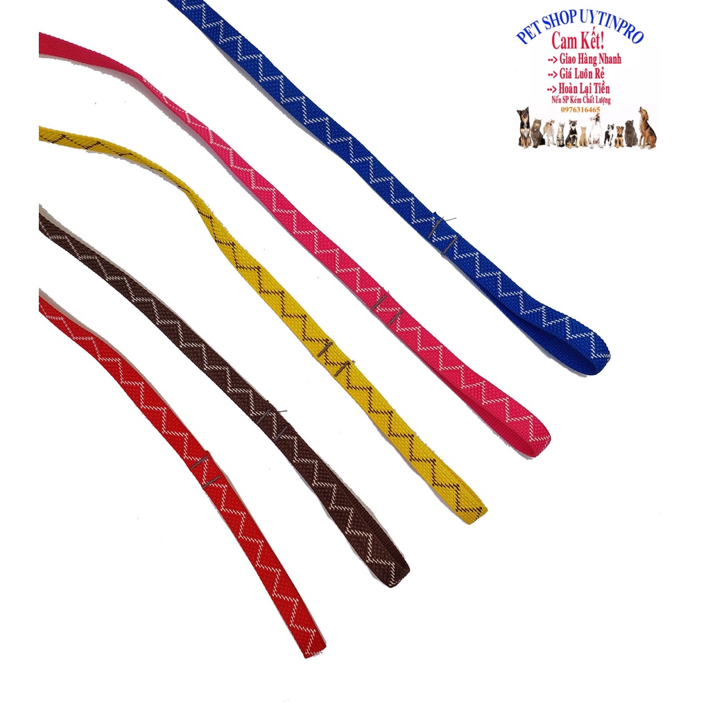 Dây dắt kèm yếm cho Chó Mèo từ 5kg đến 10kg Bản rộng 1.5cm Dài 120cm Thêu zigzag Chất liệu dù chắc chắn, An toàn