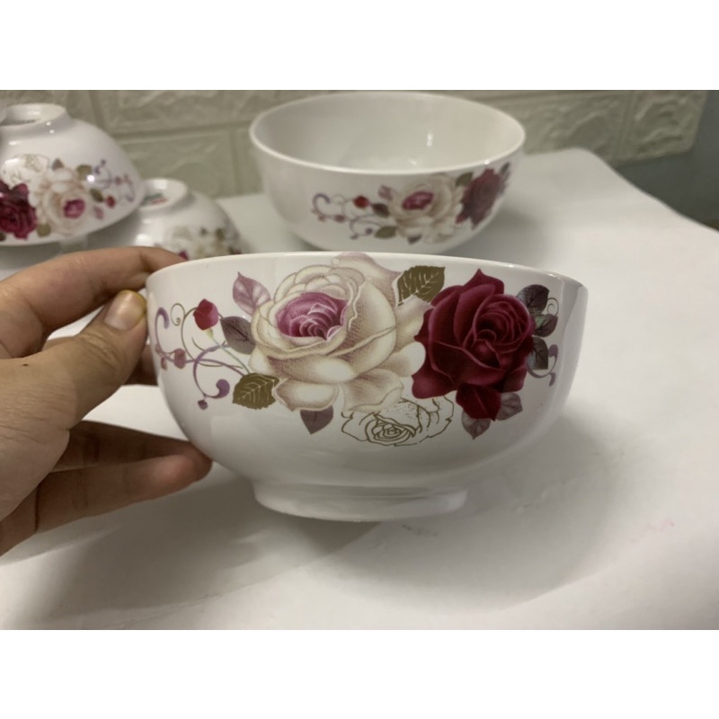 Bộ Bát Đĩa Hoa Hồng Đỏ Trắng mẫu mới