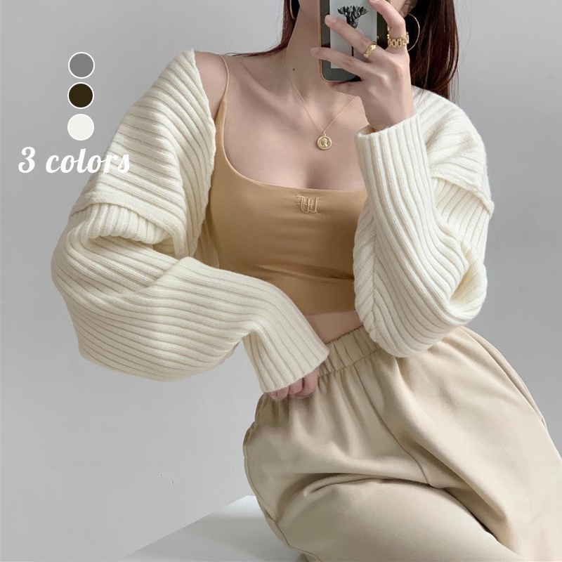 Áo Khoác Cardigan Dệt Kim Dáng Rộng Màu Trơn Thời Trang