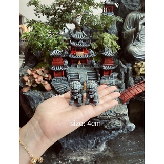 Cặp sư tử đá mini phối tiểu cảnh, thủy sinh, non bộ, bonsai