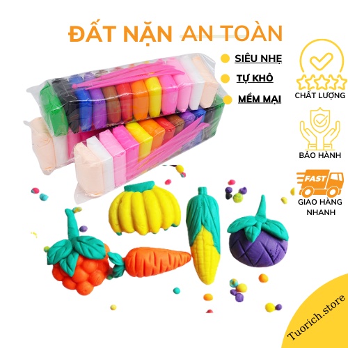 Đồ chơi đất nặn an toàn cho bé, đồ chơi tạo hình bằng đất nặn siêu nhẹ 12 màu an toàn cho trẻ nhỏ
