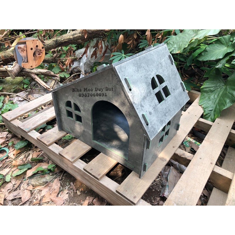 Nhà gỗ lắp ghép cho mèo, nhà thú cưng