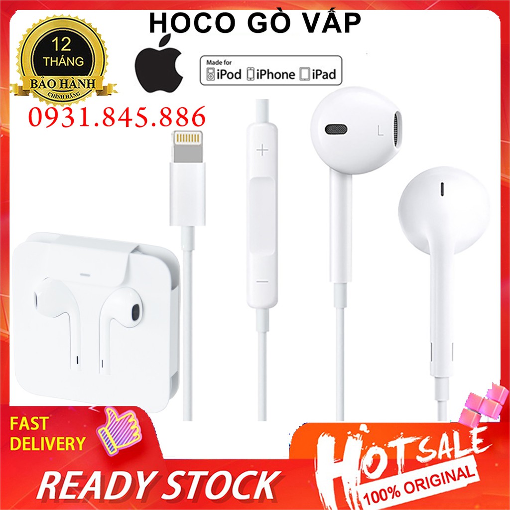 ⚡NowShip BH 12T⚡ TAI NGHE ÂM THANH HAY ZIN IPhone Dây 1.2 m Cổng Lightning 5 6 s 7 8 Plus X XR Xs Max 11 ProMax 12 IPad