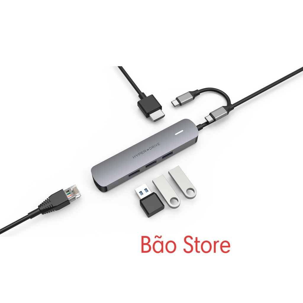 CỔNG CHUYỂN HYPERDRIVE 4K HDMI 6-IN-1 USB-C HUB [ Freeship ] FOR MACBOOK & USB-C DEVICES