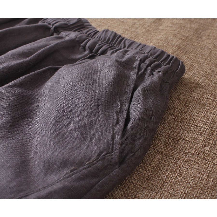 Quần dài nữ trung niên lưng thun vải Linen trơn cao cấp - Quần Linen Nữ Dài Lưng Thun Form Rộng - Thời Trang Phong Cách