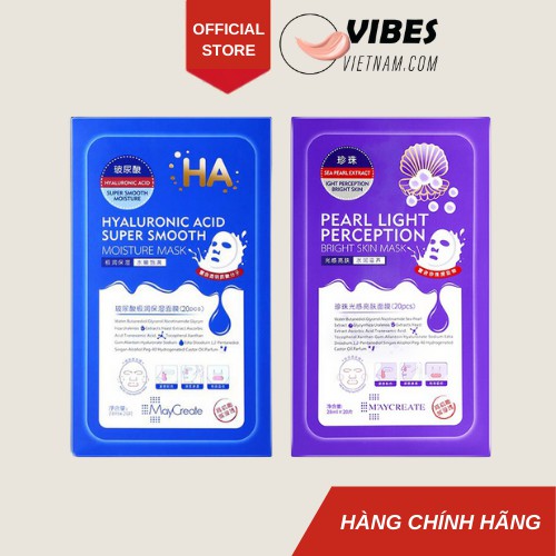 [ Hộp 20 miếng ] Mặt nạ HA MayCreate 2 màu Xanh Tím dưỡng ẩm cấp nước - vibesvietnam