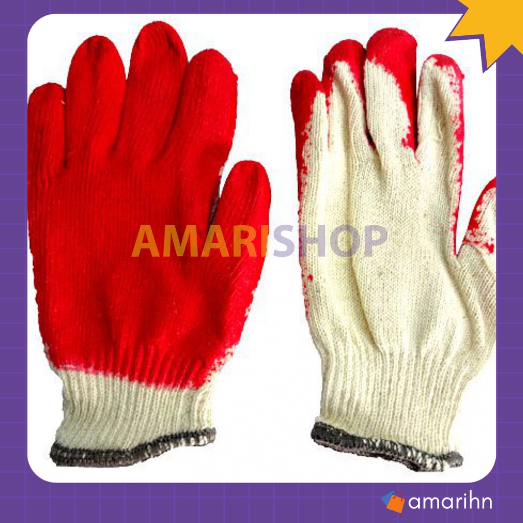 Túi 10 đôi găng sơn đỏ bảo hộ lao động hàng đẹp dày dặn