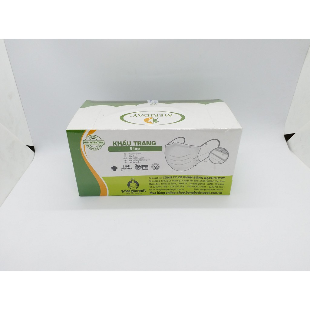 KHẨU TRANG MERIDAY BÔNG BẠCH TUYẾT HỘP 50 CÁI - MÀU TRẮNG. | BigBuy360 - bigbuy360.vn
