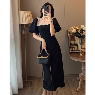 Hanna - Váy đen phối ren