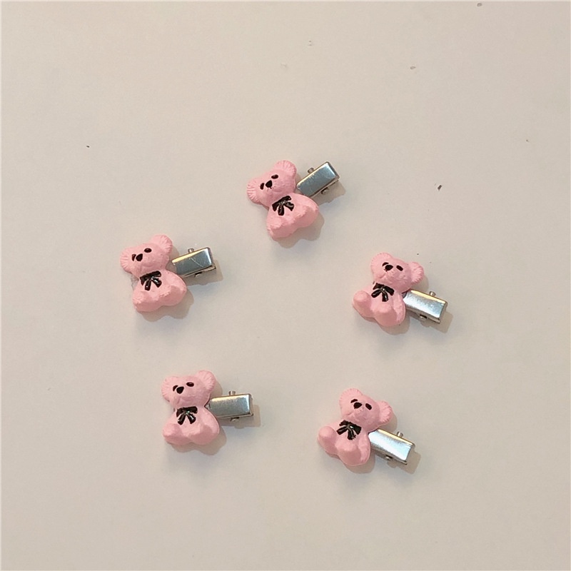 Set 5 Kẹp Tóc Nơ Ren Mềm Màu Hồng Xinh Xắn Cho Bé Gái