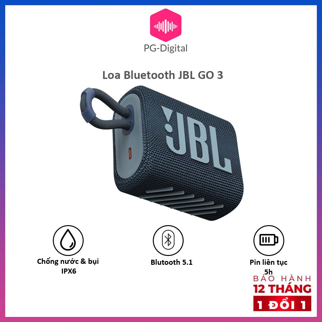 Loa Bluetooth JBL GO 3, Loa Không Dây Mini Nhỏ Gọn Nghe Nhạc Công Suất Lớn thumbnail