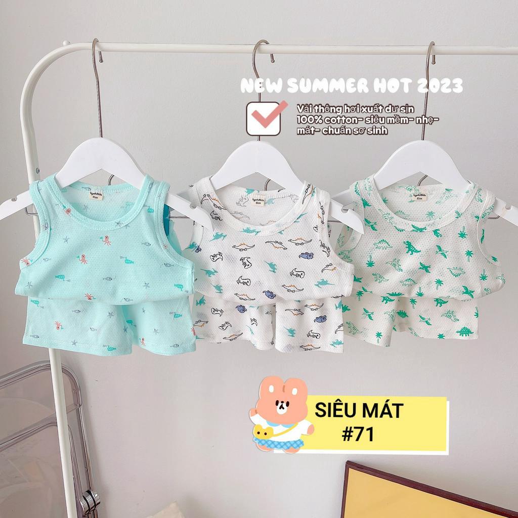 (set 3 bộ ) Link 3 , set quần áo ba lỗ bé trai , đồ bộ bé trai mùa hè , chất liệu vải thông hơi siêu mềm mát , 8-16kg