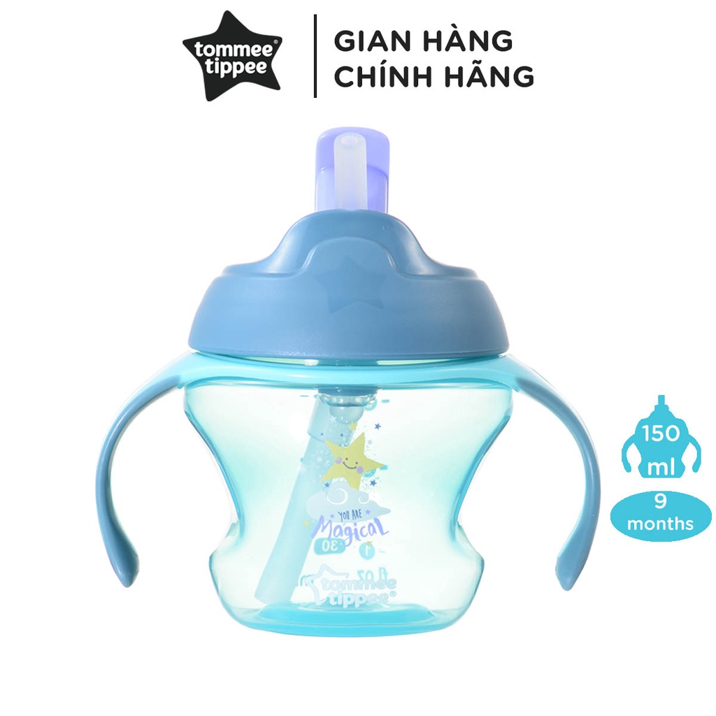 Bình uống nước có ống hút cho bé Tommee Tippee First Straw 150ml từ 9 tháng – Xanh Lá