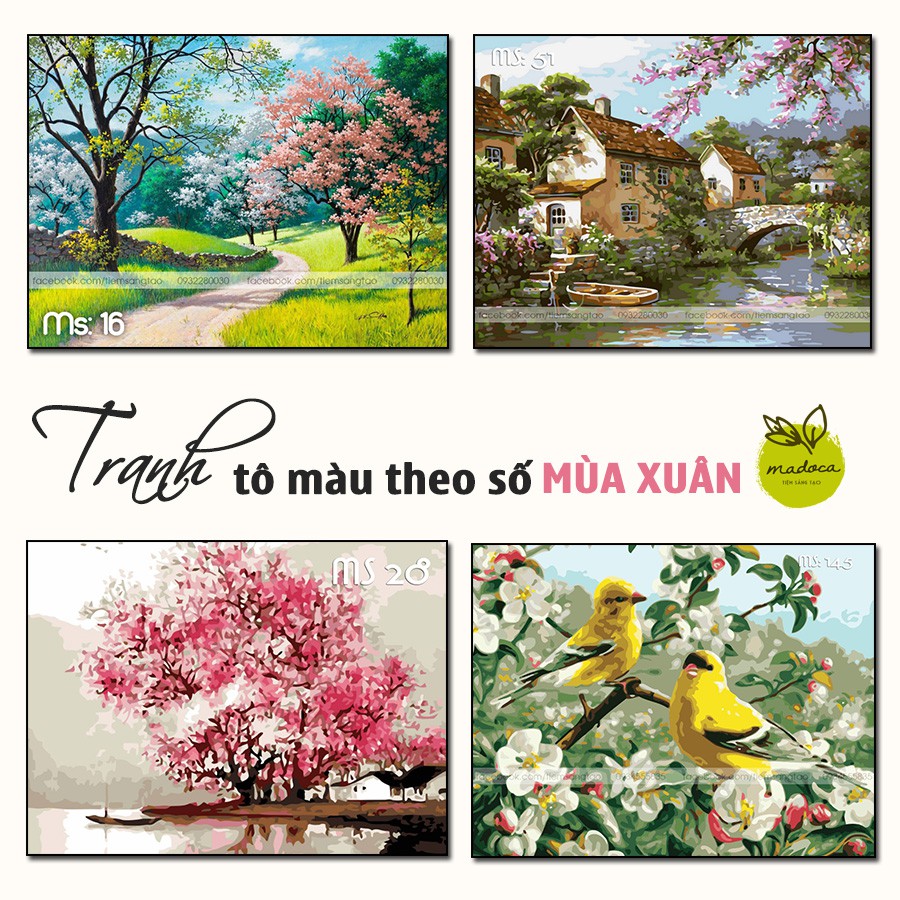 Tranh sơn dầu số hóa tự tô Mùa Xuân - Có Khung