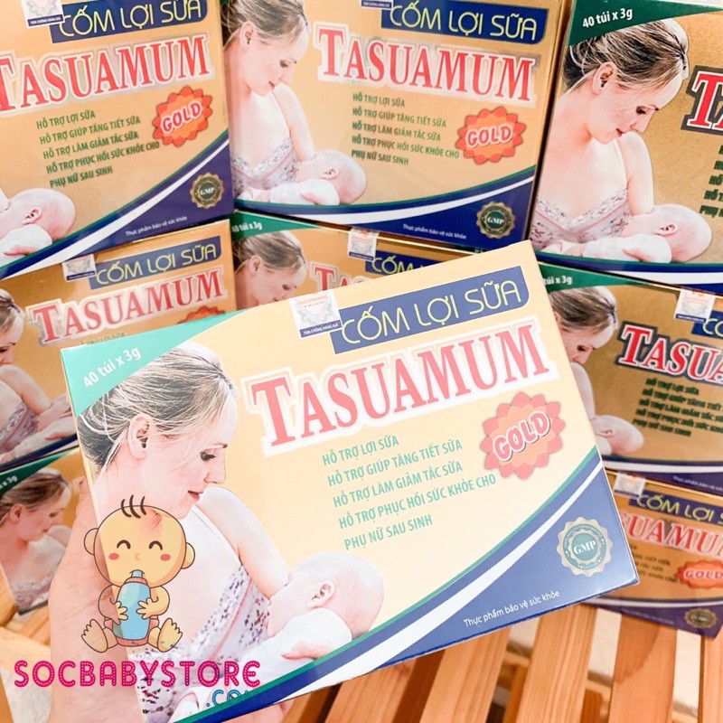 Tasuamum Gold cốm lợi sữa hộp 40 gói 3g