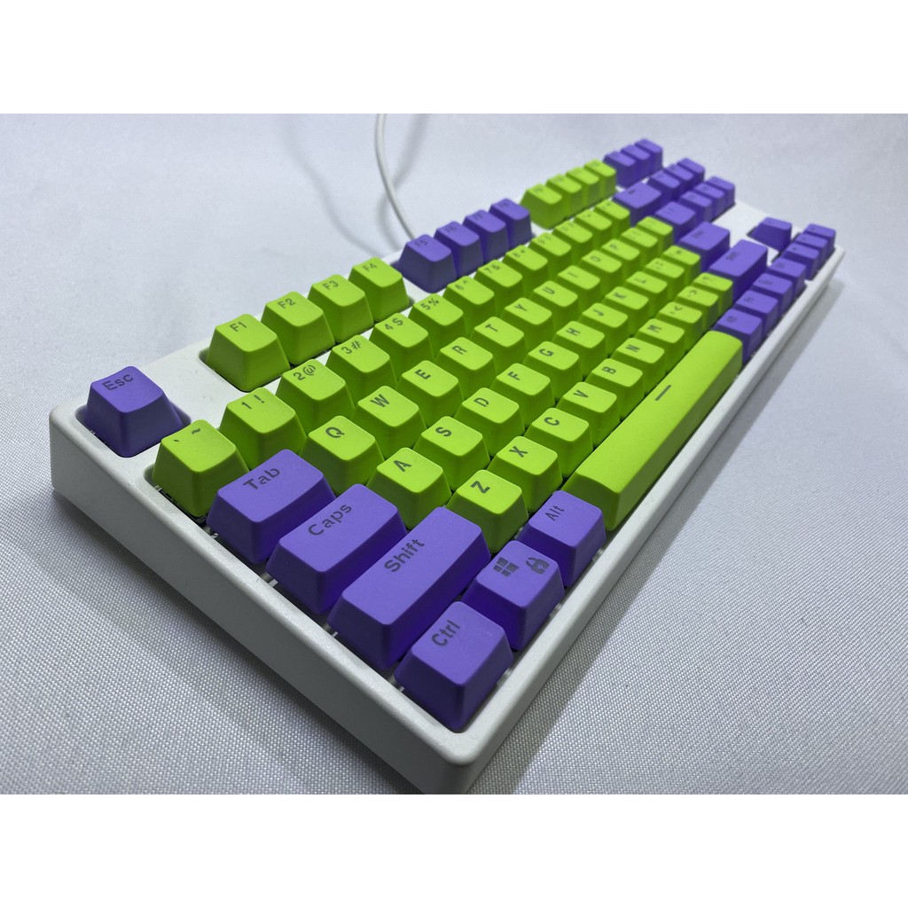 Bộ 87 Nút Bàn Phím Cơ Chơi Game Bằng Nhựa PBT Trong Suốt Màu Xanh Lá / Tím Cho Cherry MX