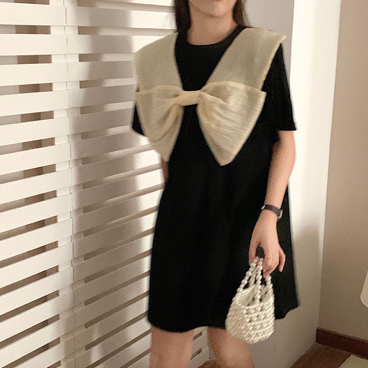 Đầm Thun Dáng Rộng Màu Đen In Hình Bướm Phong Cách Hàn Quốc Ngọt Ngào Và Đáng Yêu Dành Cho Bạn Gái