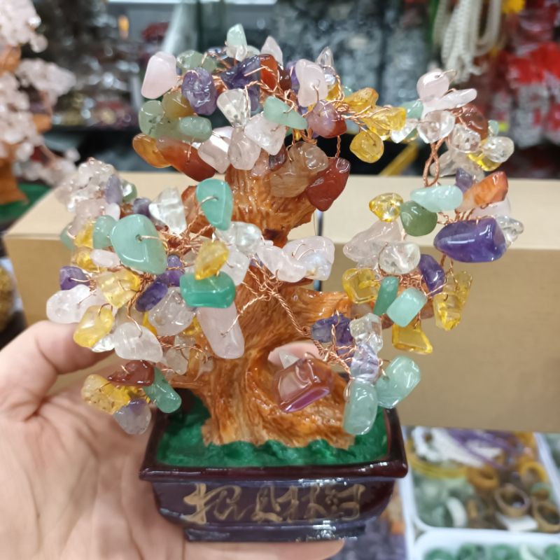 Cây đá T.A ngũ sắc kích tài lộc may mắn