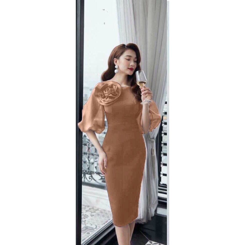 ĐẦM ÔM TAY VOAN KÈM BÔNG SANG TRỌNG | BigBuy360 - bigbuy360.vn