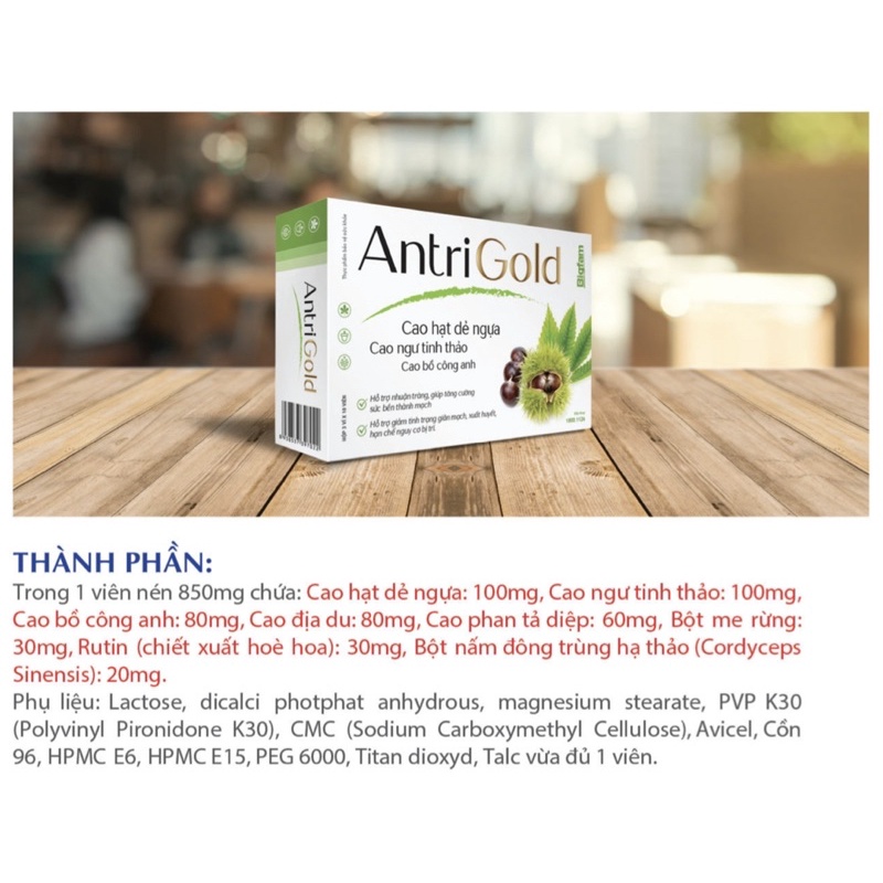 ANTRI GOLD Hộp 30 Viên Hỗ Trợ Nhuận Tràng, Tăng Sức Bền Thành Mạch, Hỗ Trợ Giảm Xuất Huyết Do Trĩ