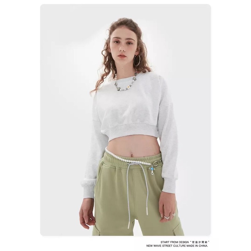 (INFLATION)  Áo Crop top Hoodie