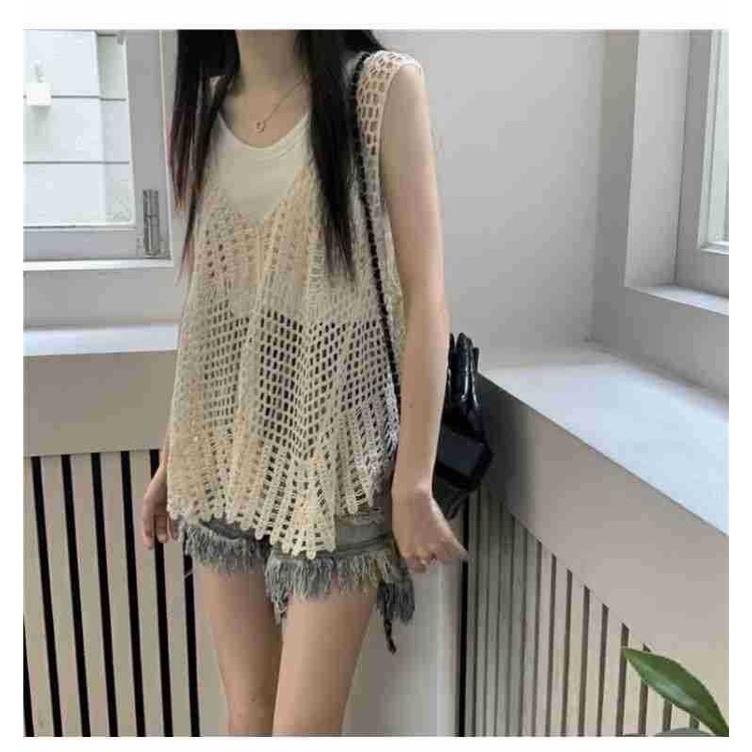 [HTSHOP]-Áo lưới ren móc nữ ba lỗ độc đáo phiên bản HQ