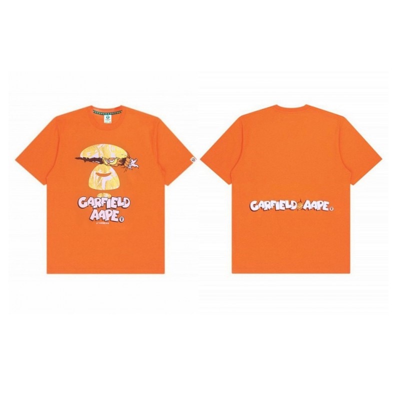 Hàng Bán Chạy AAP*E Áo Thun Cotton Tay Ngắn Cổ Thuyền In Họa Tiết Mèo Garfield Cho Nam Và Nữ