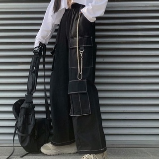 QUẦN GIẢ JEAN CUTTLOTES ỐNG RỘNG VIỀN CHỈ TRẮNG UZZLANG CÁ TÍNH NAM NỮ VR